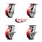 Service Caster 6 Inch Red Poly on Cast Iron Swivel Caster Set with Roller Bearings 2 Brakes SCC-35S620-PUR-RS-2-SLB-2 - alternate 5